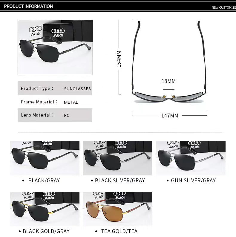 Audi Polarized UV400 Driving Sunglasses for Men/Women Square