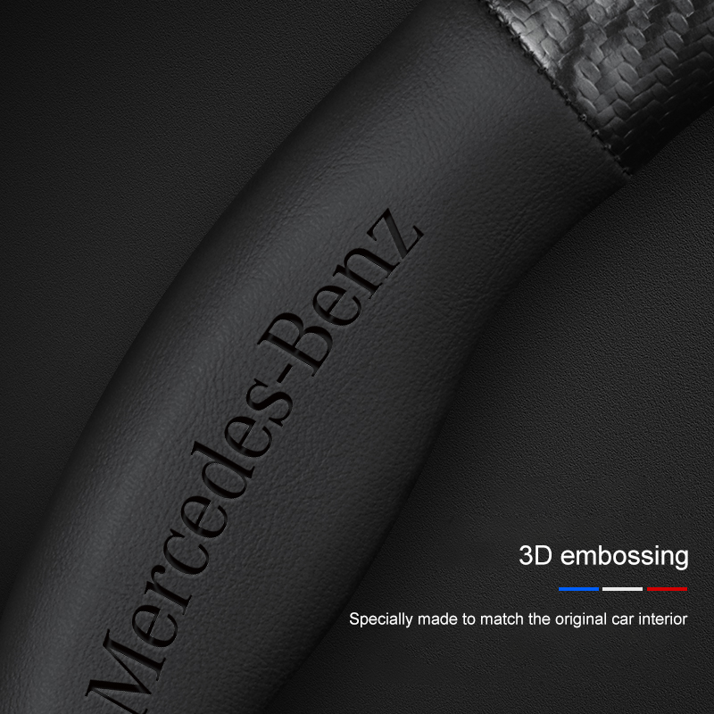 Mercedes-Benz Steering Wheel Cover – Fits 37.5–38.5 cm (14.76–15.16 in), Genuine Leather, Anti-Slip