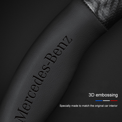 Mercedes-Benz Steering Wheel Cover – Fits 37.5–38.5 cm (14.76–15.16 in), Genuine Leather, Anti-Slip