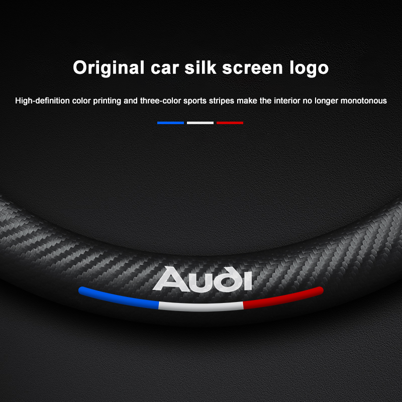 Audi Steering Wheel Cover – Fits 37.5–38.5 cm (14.76–15.16 in), Genuine Leather, Anti-Slip