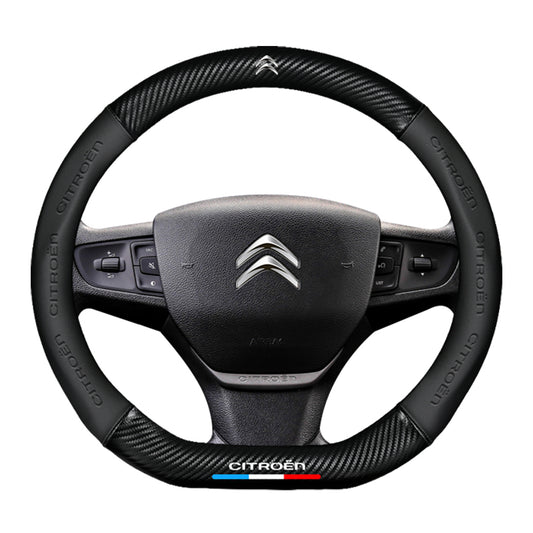 Citroen Steering Wheel Cover – Fits 37.5–38.5 cm (14.76–15.16 in), Genuine Leather, Anti-Slip
