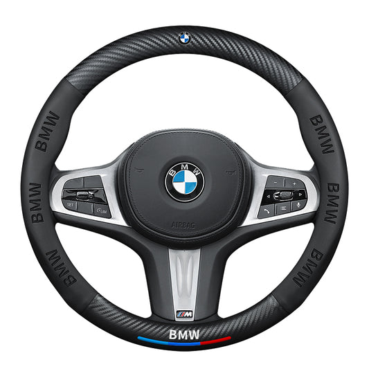 Bmw Steering Wheel Cover – Fits 37.5–38.5 cm (14.76–15.16 in), Genuine Leather, Anti-Slip