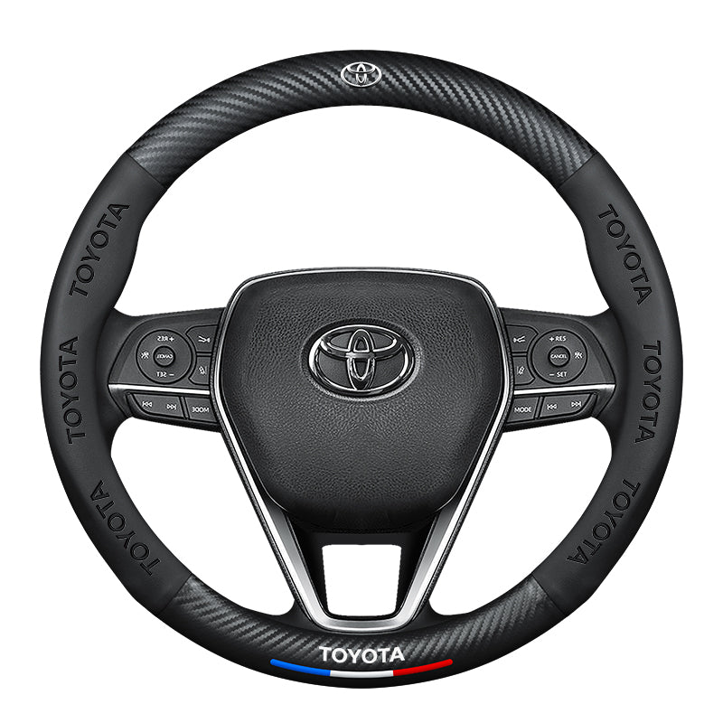 Toyota Steering Wheel Cover – Fits 37.5–38.5 cm (14.76–15.16 in), Genuine Leather, Anti-Slip