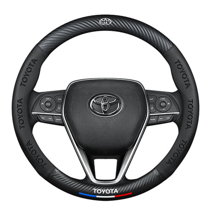 Toyota Steering Wheel Cover – Fits 37.5–38.5 cm (14.76–15.16 in), Genuine Leather, Anti-Slip