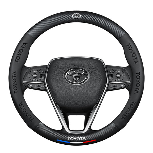 Toyota Steering Wheel Cover – Fits 37.5–38.5 cm (14.76–15.16 in), Genuine Leather, Anti-Slip