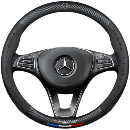 Mercedes-Benz Steering Wheel Cover – Fits 37.5–38.5 cm (14.76–15.16 in), Genuine Leather, Anti-Slip