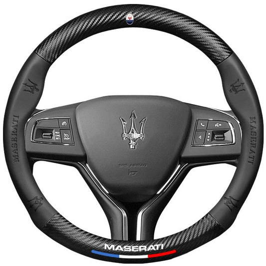 Maserati Steering Wheel Cover – Fits 37.5–38.5 cm (14.76–15.16 in), Genuine Leather, Anti-Slip