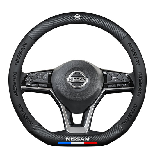 Nissan Steering Wheel Cover – Fits 37.5–38.5 cm (14.76–15.16 in), Genuine Leather, Anti-Slip