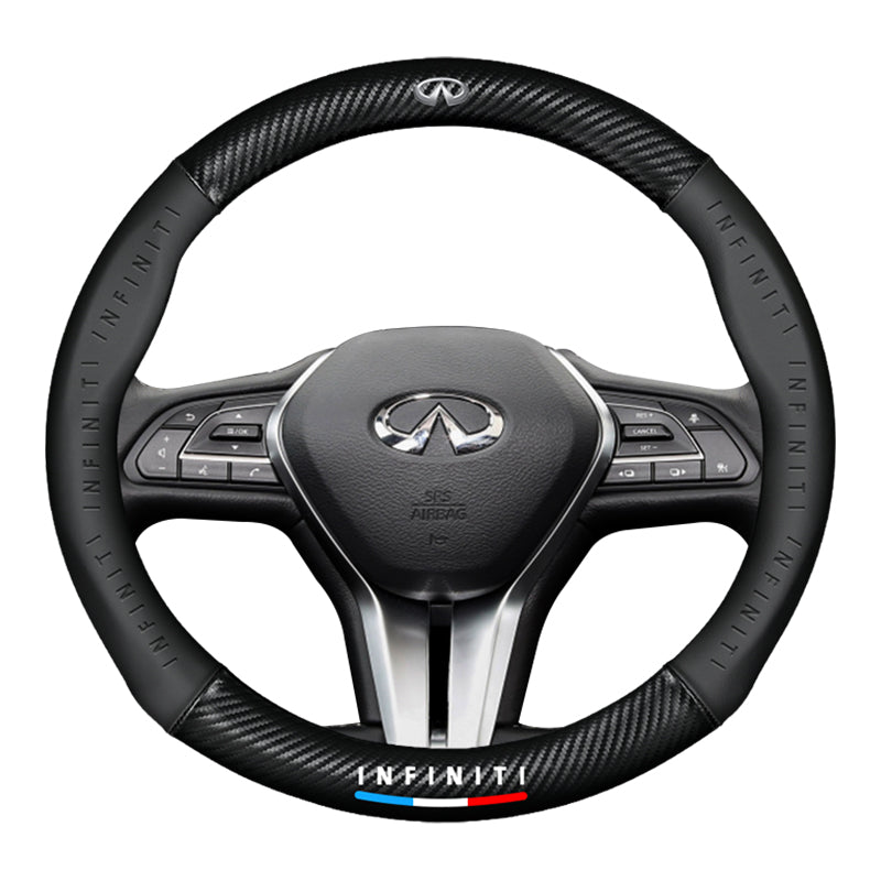 Infiniti Steering Wheel Cover – Fits 37.5–38.5 cm (14.76–15.16 in), Genuine Leather, Anti-Slip