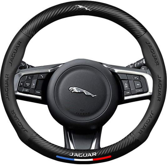 Jaguar Steering Wheel Cover – Fits 37.5–38.5 cm (14.76–15.16 in), Genuine Leather, Anti-Slip