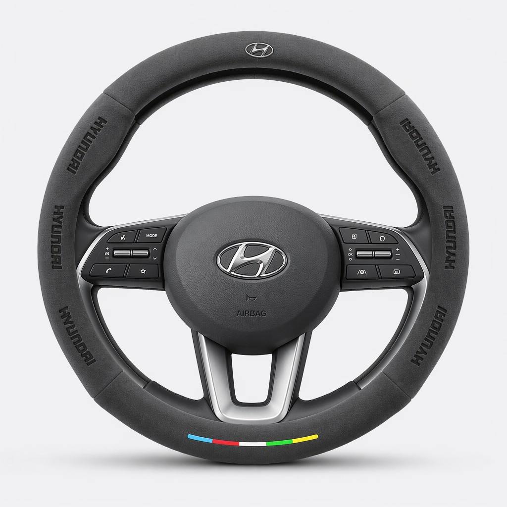 Alcantara Suede 3D Embossed Steering Wheel Cover For Hyundai