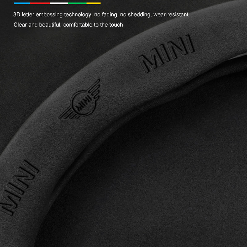 Car steering wheel cover in carbon fiber suede style suitable for BMW MINI