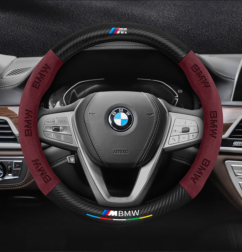 Car steering wheel cover in carbon fiber suede style suitable for BMW M Performance
