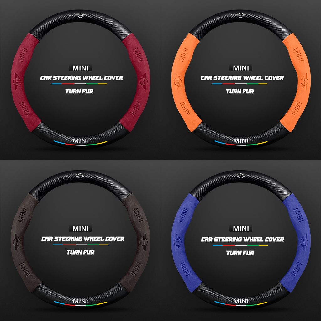 Car steering wheel cover in carbon fiber suede style suitable for BMW MINI
