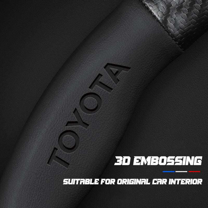Toyota Steering Wheel Cover – Fits 37.5–38.5 cm (14.76–15.16 in), Genuine Leather, Anti-Slip