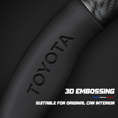 Toyota Steering Wheel Cover – Fits 37.5–38.5 cm (14.76–15.16 in), Genuine Leather, Anti-Slip