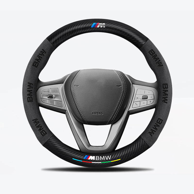 Car steering wheel cover in carbon fiber suede style suitable for BMW M Performance