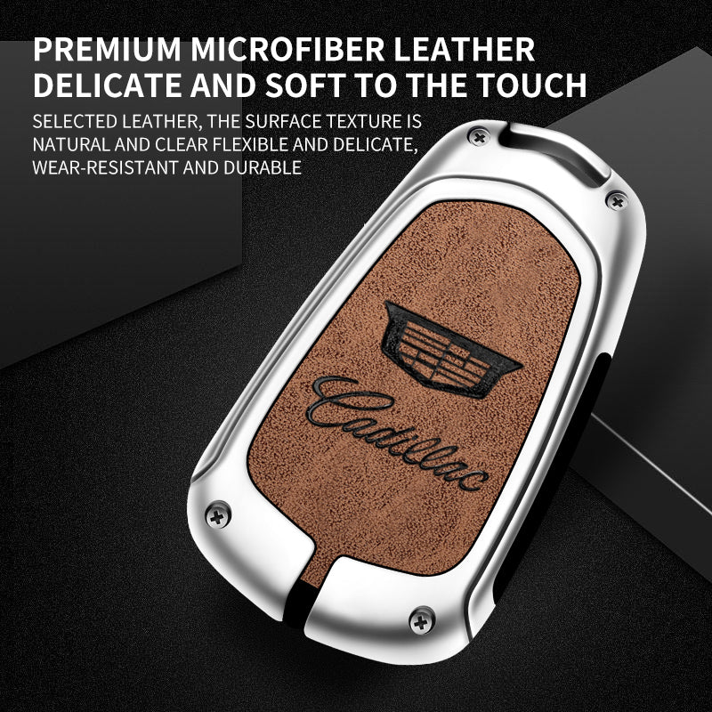 Zinc alloy genuine leather car key case for Cadillac series
