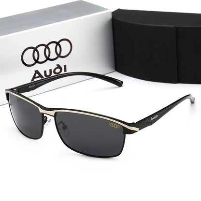 Audi High end luxury men driving polarized sunglasses, brand luxury design anti glare