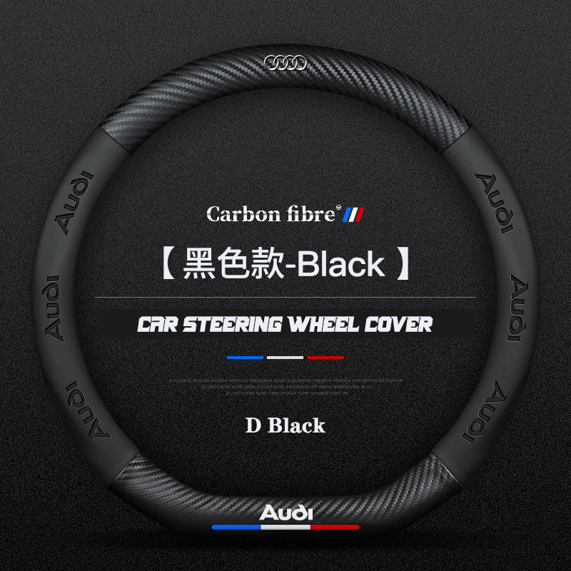 Audi Steering Wheel Cover – Fits 37.5–38.5 cm (14.76–15.16 in), Genuine Leather, Anti-Slip