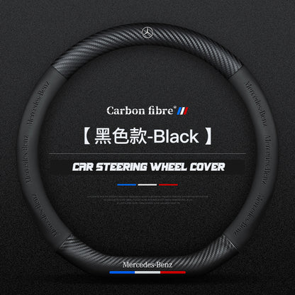 Mercedes-Benz Steering Wheel Cover – Fits 37.5–38.5 cm (14.76–15.16 in), Genuine Leather, Anti-Slip