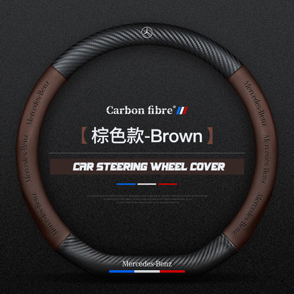 Mercedes-Benz Steering Wheel Cover – Fits 37.5–38.5 cm (14.76–15.16 in), Genuine Leather, Anti-Slip