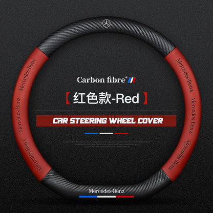 Mercedes-Benz Steering Wheel Cover – Fits 37.5–38.5 cm (14.76–15.16 in), Genuine Leather, Anti-Slip