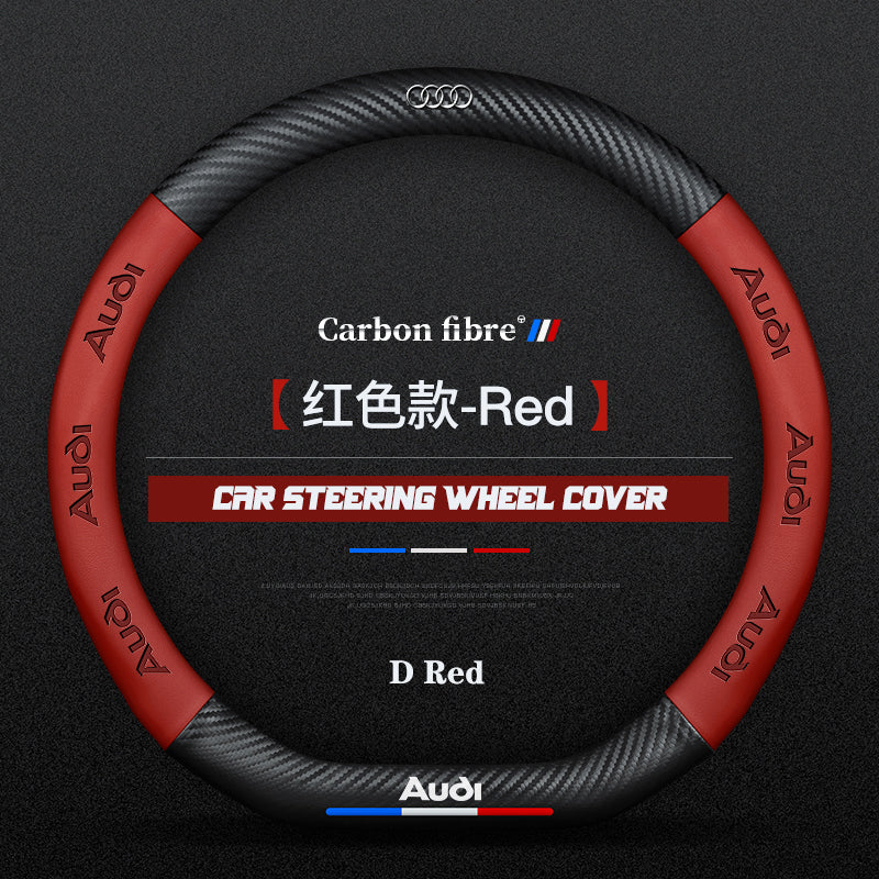 Audi Steering Wheel Cover – Fits 37.5–38.5 cm (14.76–15.16 in), Genuine Leather, Anti-Slip