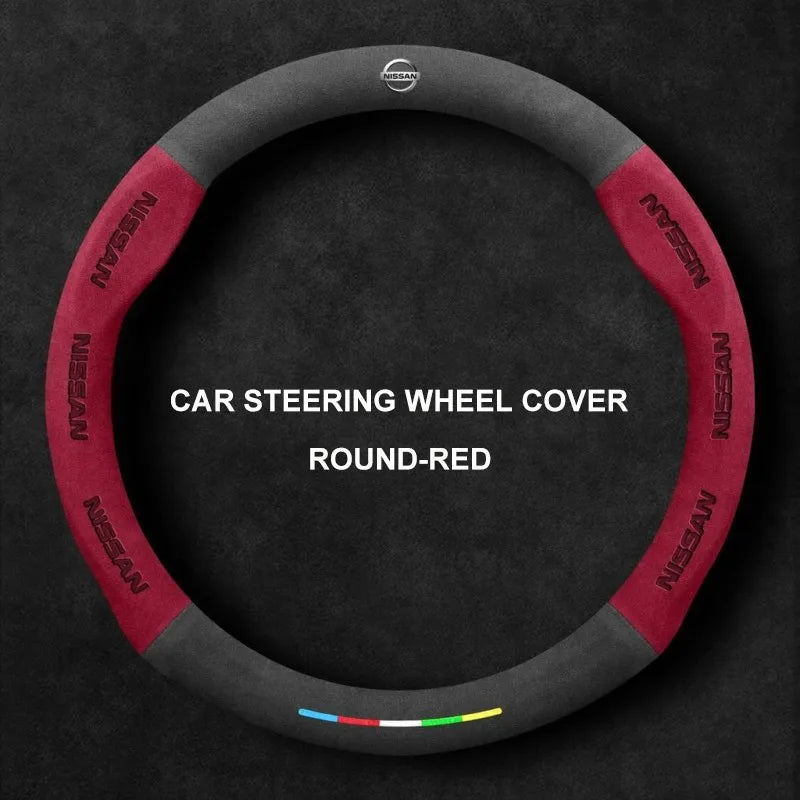 Alcantara Suede 3D Embossed Steering Wheel Cover For Nissan