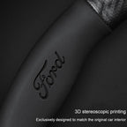 Carbon fiber genuine leather car steering wheel cover for Ford