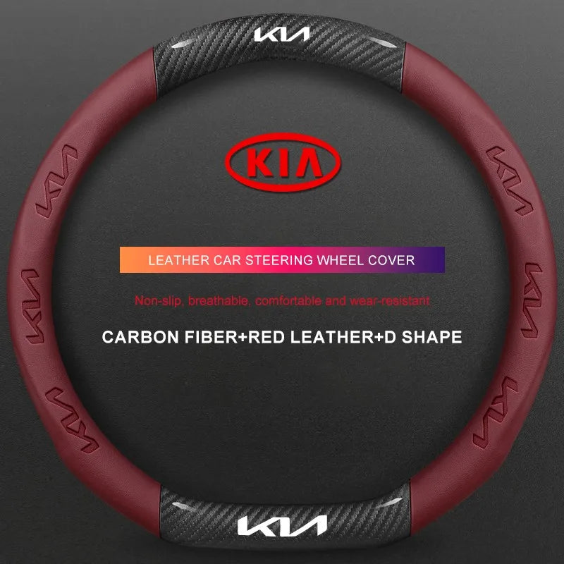 3D Embossed Genuine Leather Steering Wheel Cover For Kia