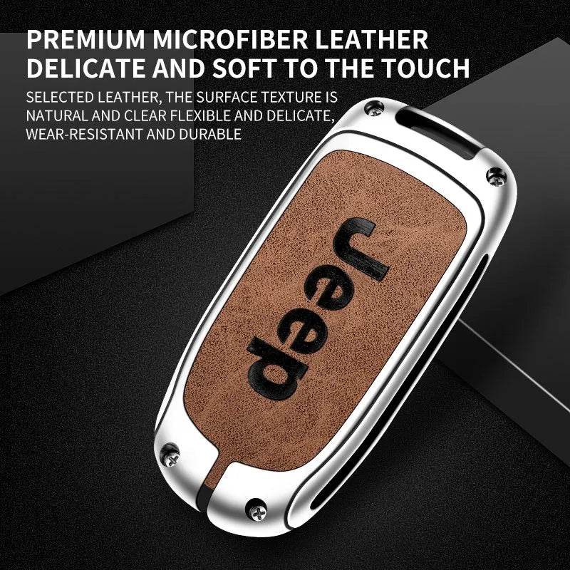 Zinc alloy genuine leather car key case for Jeep series
