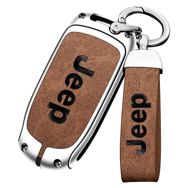Zinc alloy genuine leather car key case for Jeep series