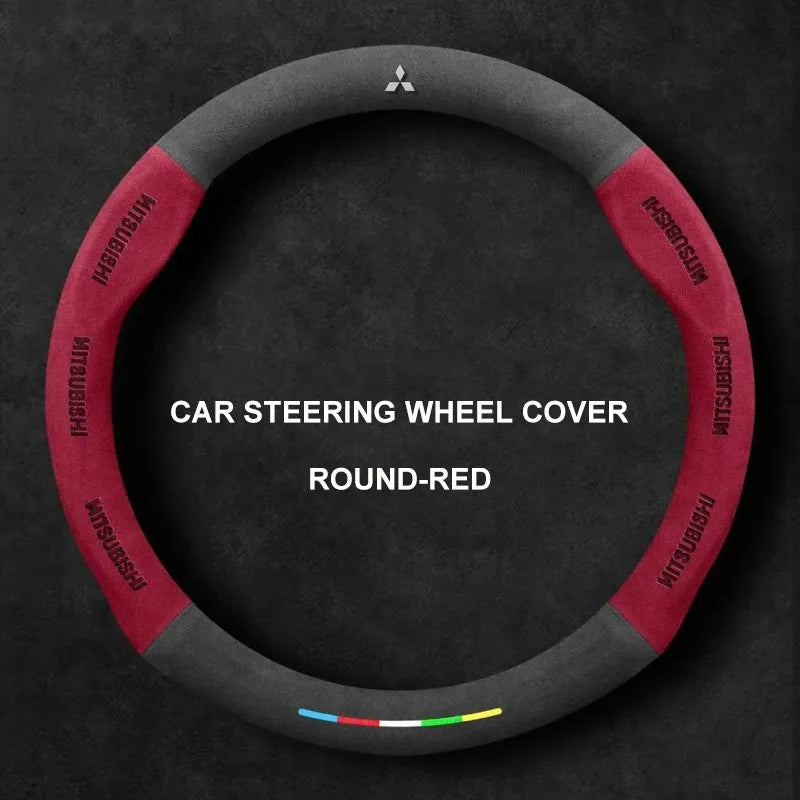 Alcantara Suede 3D Embossed Steering Wheel Cover For Mitsubishi