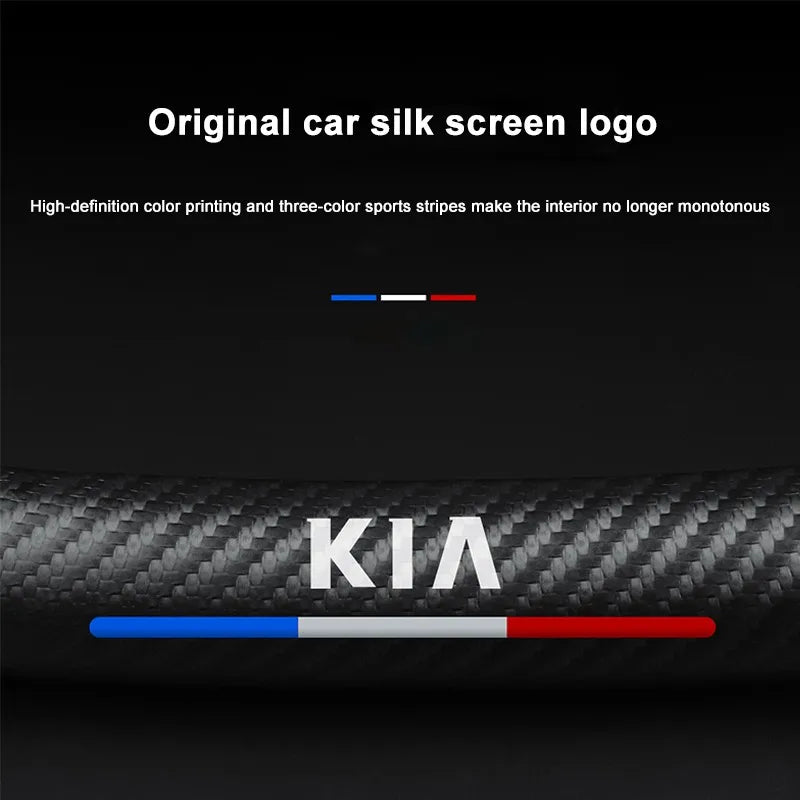 Carbon fiber genuine leather car steering wheel cover for Kia