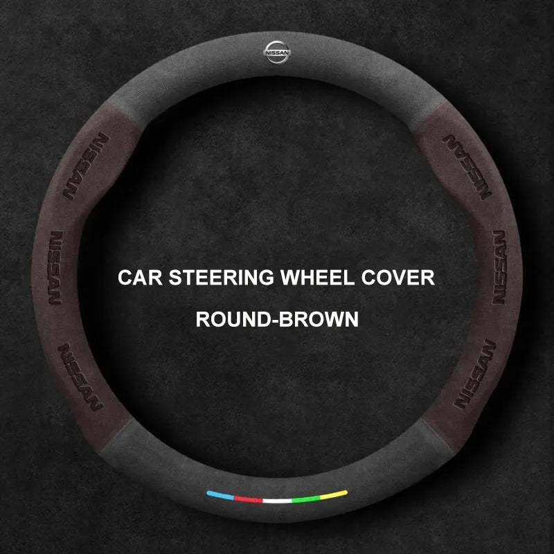 Alcantara Suede 3D Embossed Steering Wheel Cover For Nissan