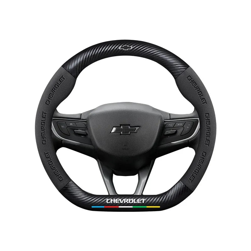 Car steering wheel cover in carbon fiber suede style suitable for Chevrolet