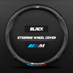 Carbon fiber genuine leather car steering wheel cover for BMW M Performance