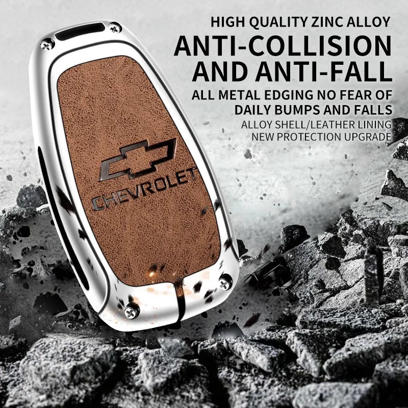 Zinc alloy genuine leather car key case for Chevrolet series
