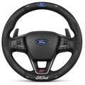 3D Embossed Genuine Leather Steering Wheel Cover For Ford