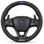 3D Embossed Genuine Leather Steering Wheel Cover For Ford