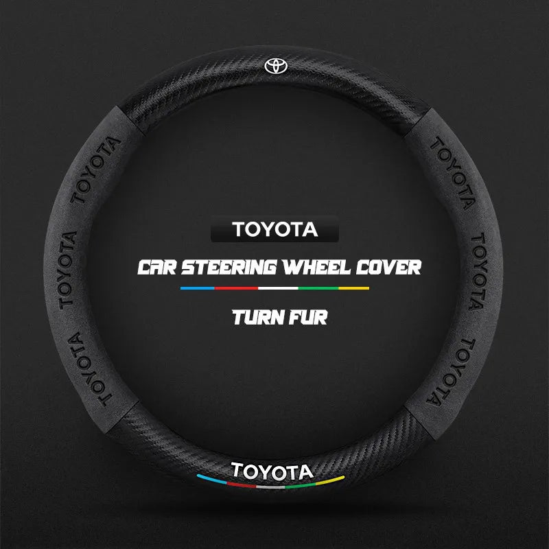 Car steering wheel cover in carbon fiber suede style suitable for Toyota