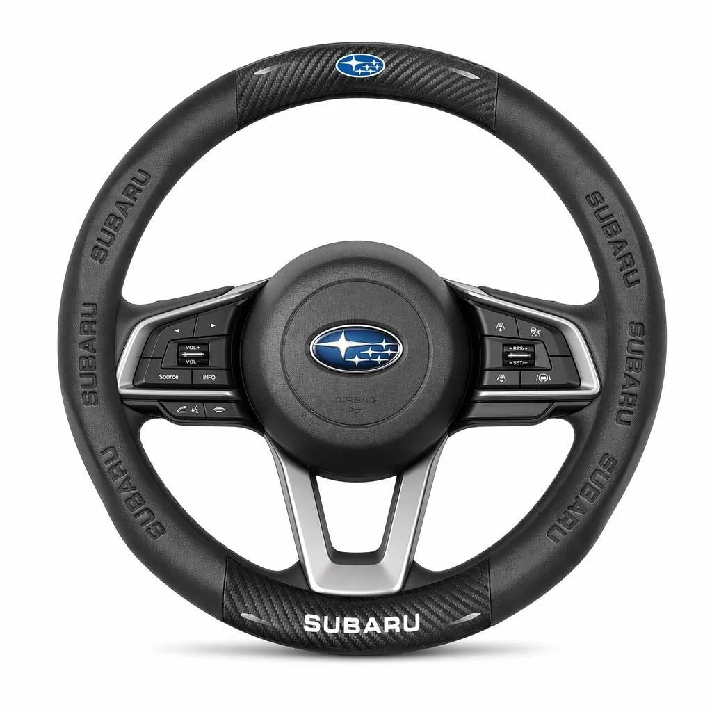 3D Embossed Genuine Leather Steering Wheel Cover For Subaru