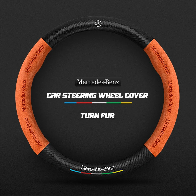 Car steering wheel cover in carbon fiber suede style suitable for Mercedes-Benz
