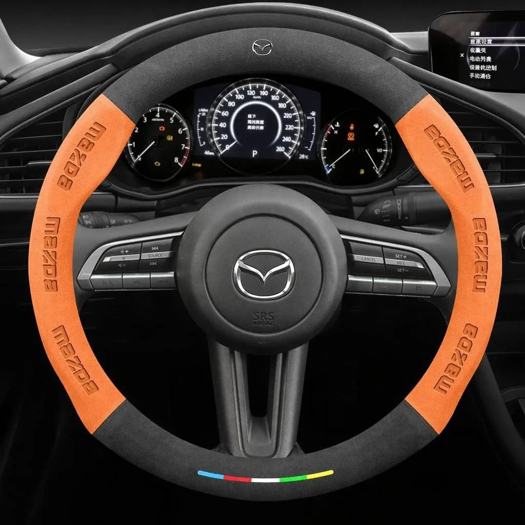 Alcantara Suede 3D Embossed Steering Wheel Cover For Mazda