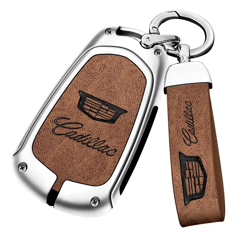 Zinc alloy genuine leather car key case for Cadillac series