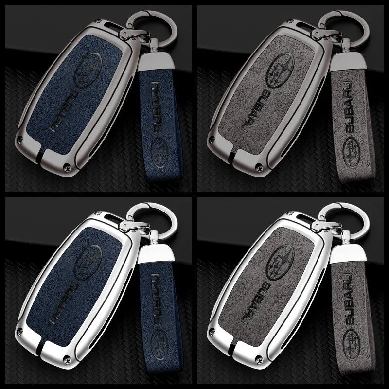 Zinc alloy genuine leather car key case for Subaru series