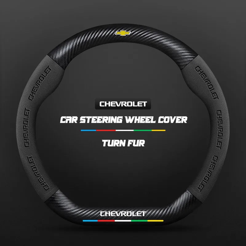 Car steering wheel cover in carbon fiber suede style suitable for Chevrolet