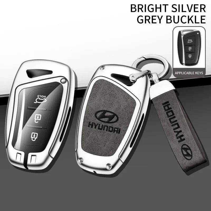 Zinc alloy genuine leather car key case for Hyundai series