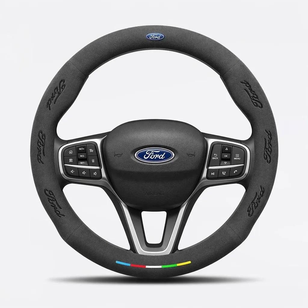 Alcantara Suede 3D Embossed Steering Wheel Cover For Ford